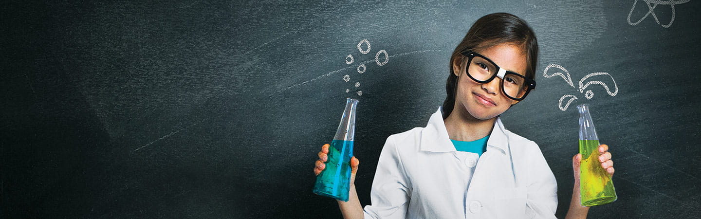 Child in scientist costume