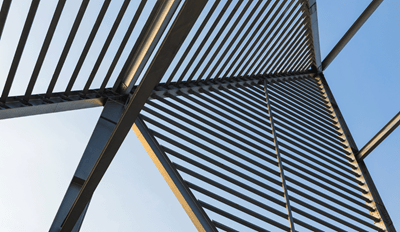 Modern building exterior with horizontal louvers