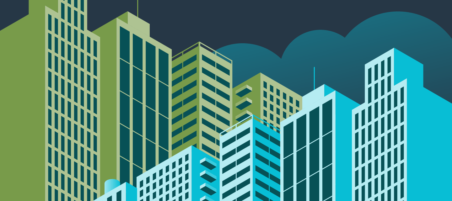 Graphic of skyscrapers