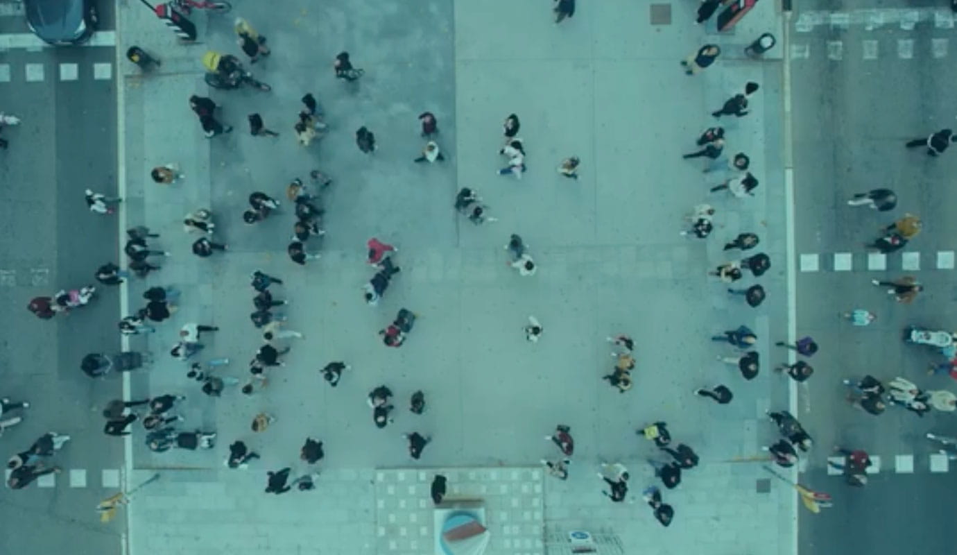 Ariel view of a group of people