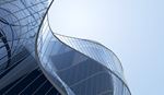 Curved glass building