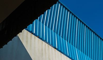 Blue metal facade