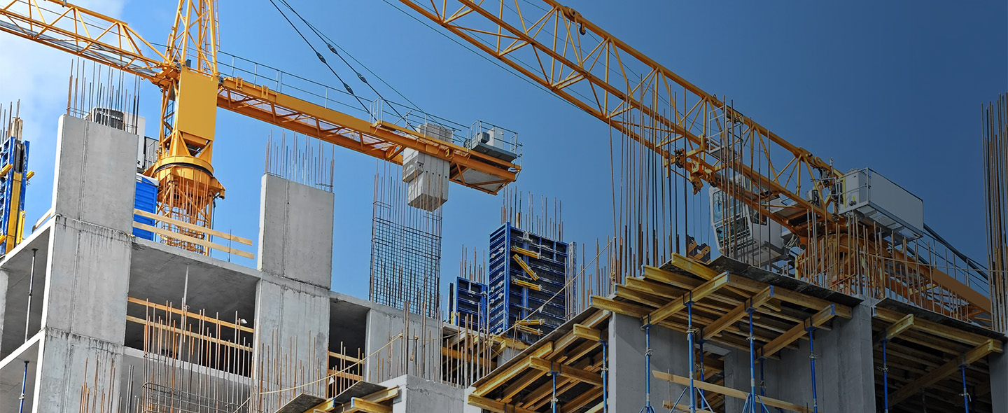 Tower sky cranes at a construction site